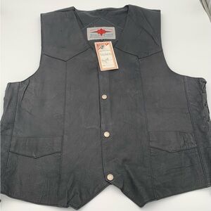 Men's Black Leather Vest